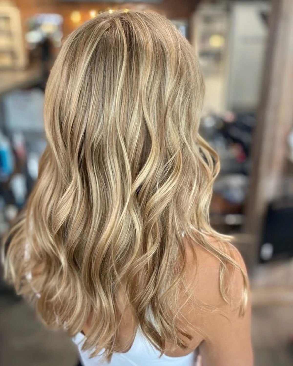 Salon NB blonde waves with polished salon finish