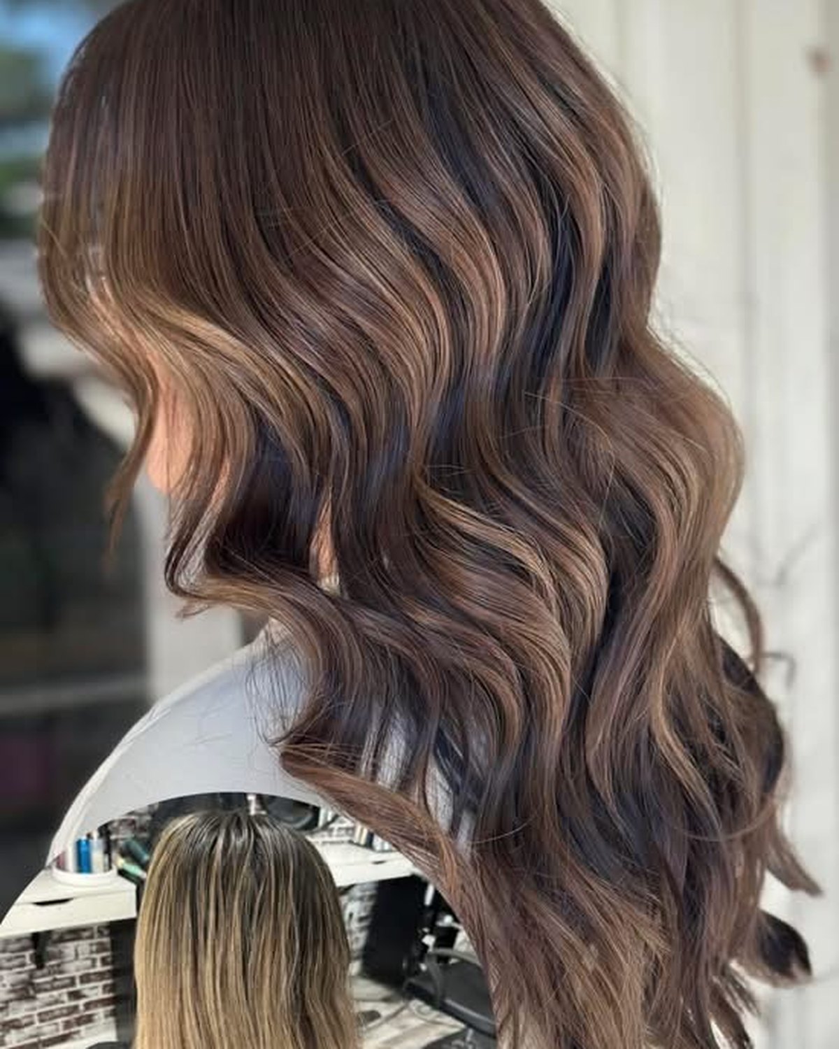 Salon NB dimensional brunette color with a before detail inset